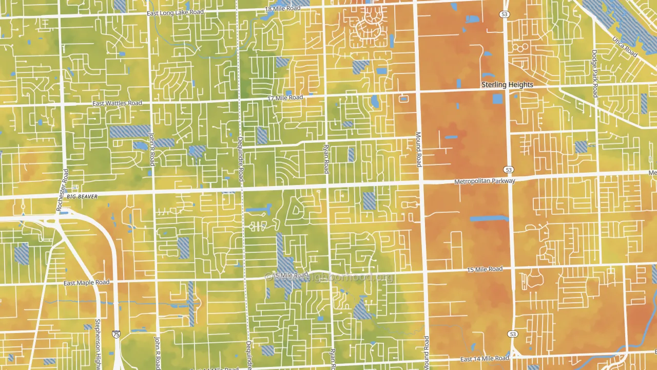 Bike Grade map of 48310, MI