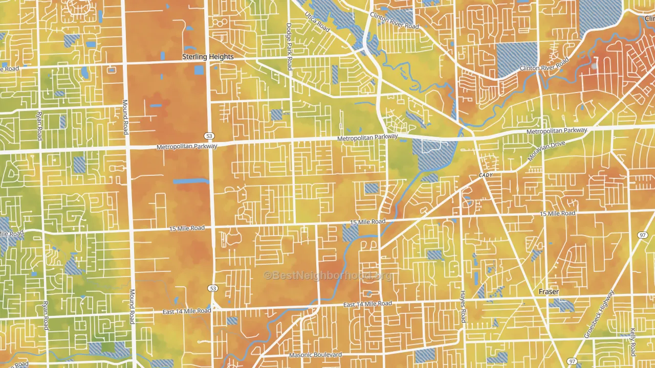 Bike Grade map of 48312, MI