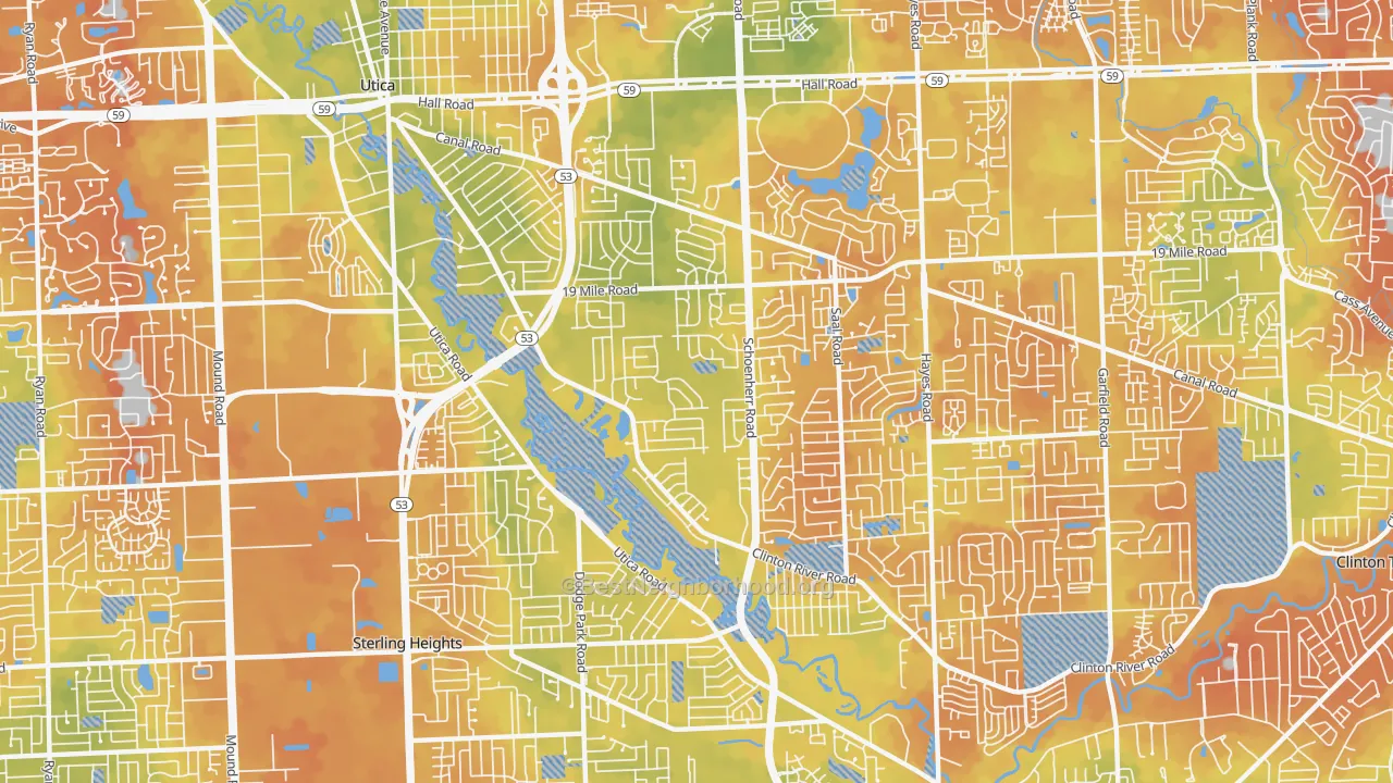 Bike Grade map of 48313, MI