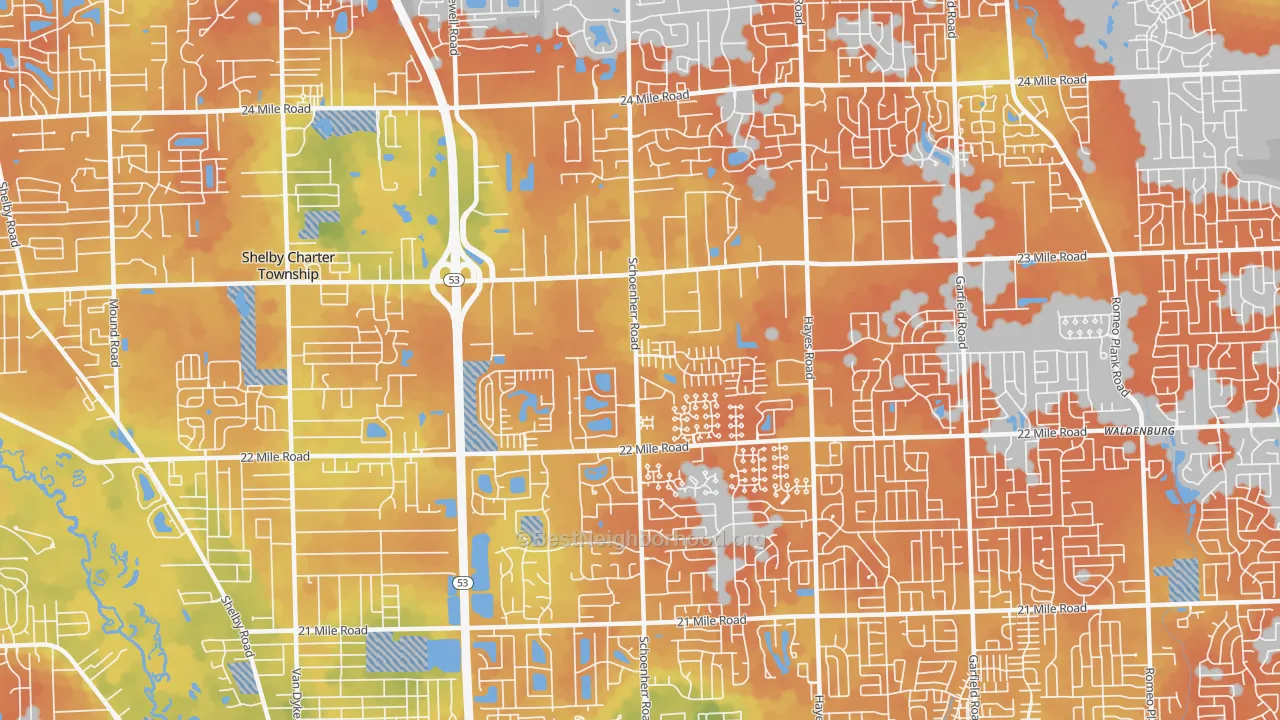 Bike Grade map of 48315, MI