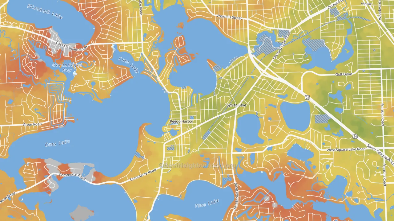 Bike Grade map of 48320, MI