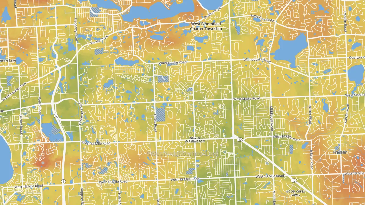 Bike Grade map of 48322, MI