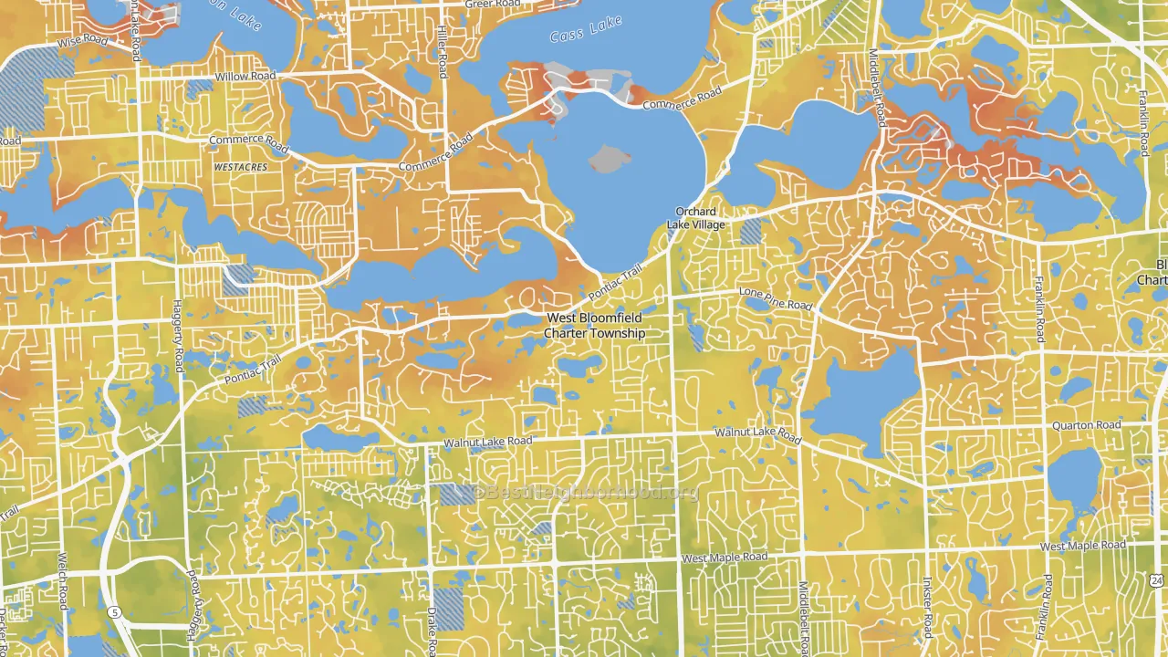 Bike Grade map of 48323, MI