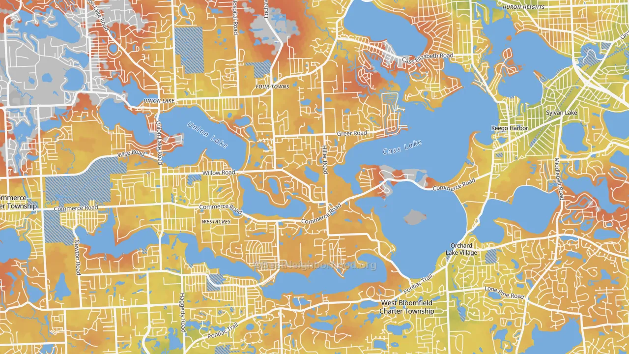 Bike Grade map of 48324, MI