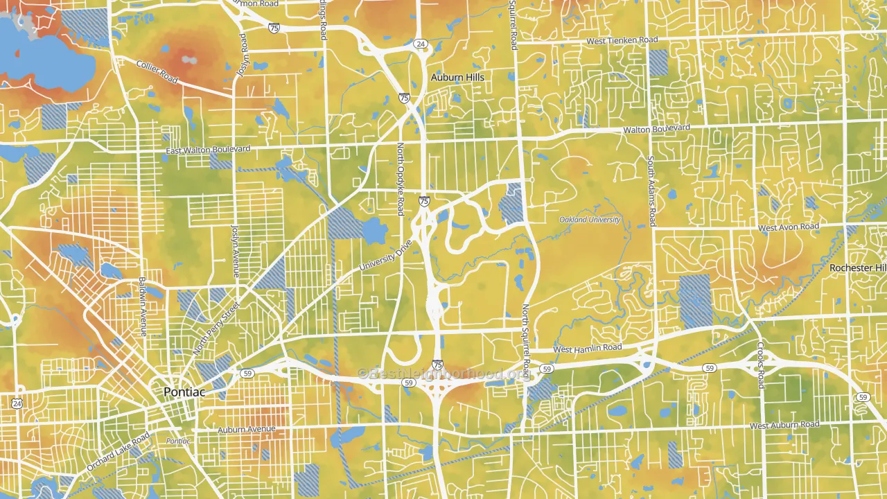 Bike Grade map of 48326, MI
