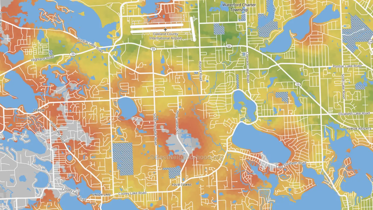 Bike Grade map of 48327, MI