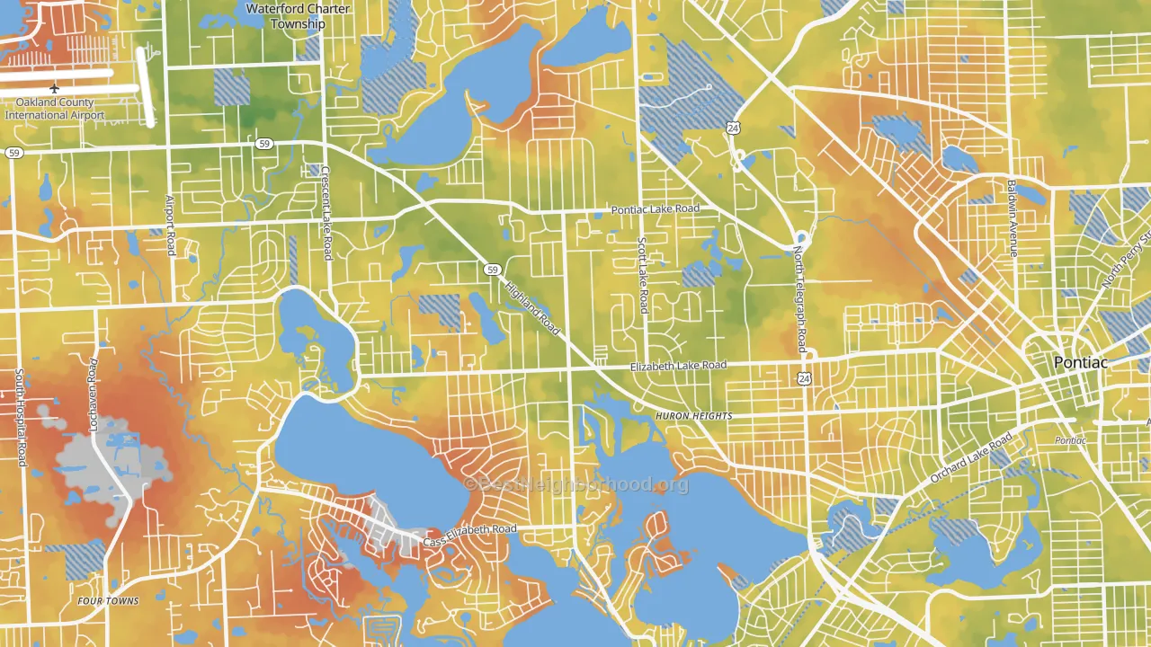 Bike Grade map of 48328, MI