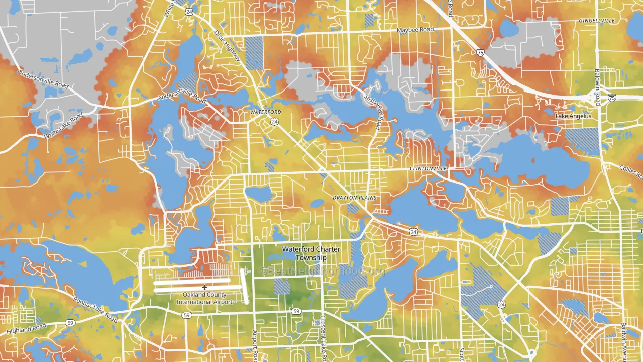 Bike Grade map of 48329, MI