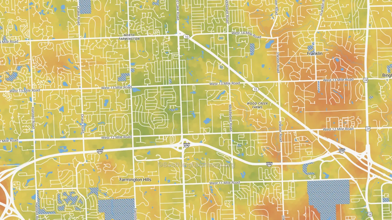 Bike Grade map of 48334, MI
