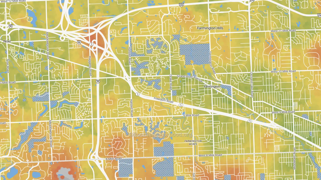 Bike Grade map of 48335, MI