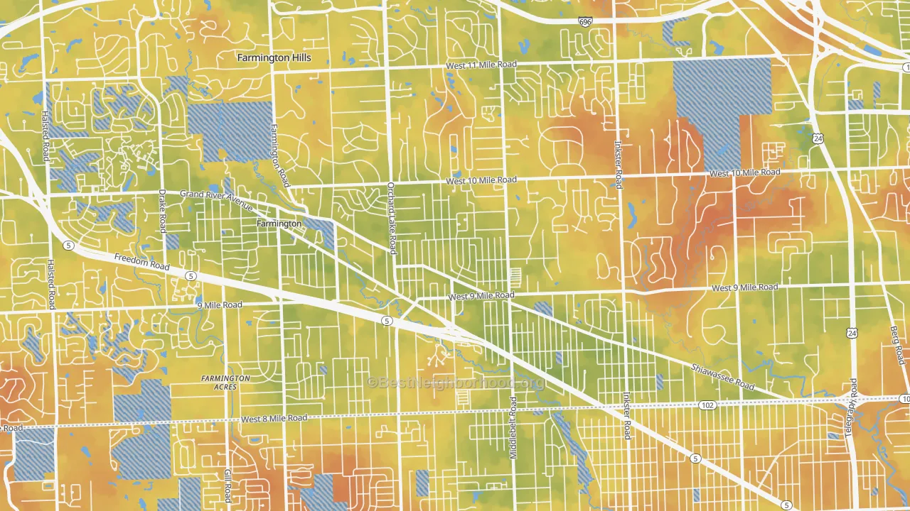 Bike Grade map of 48336, MI