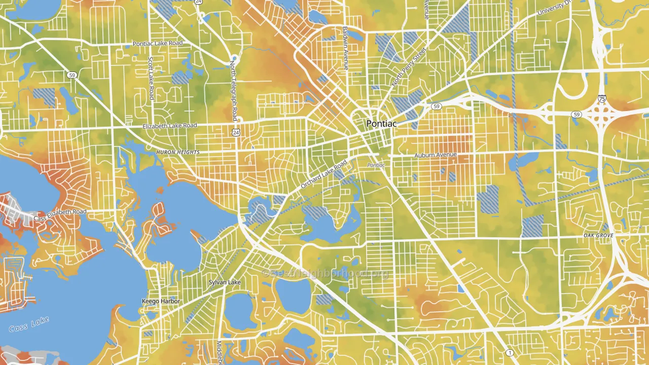 Bike Grade map of 48341, MI