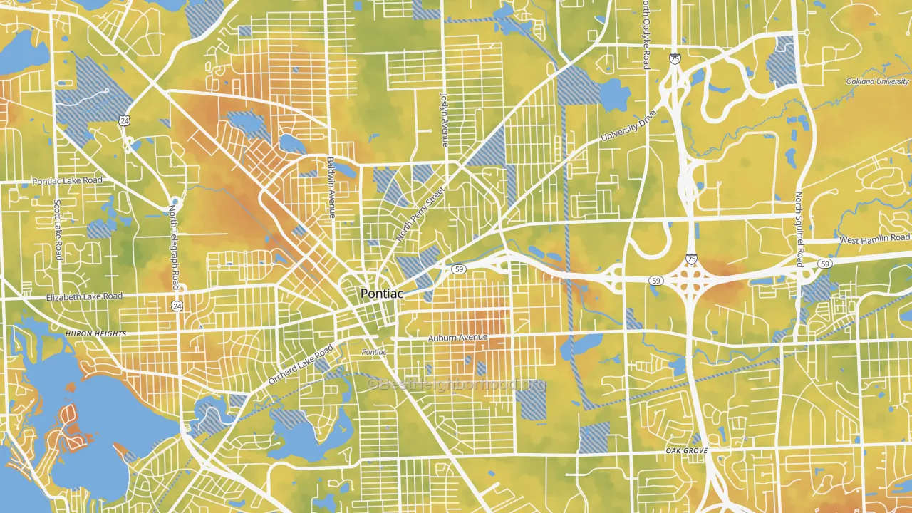 Bike Grade map of 48342, MI