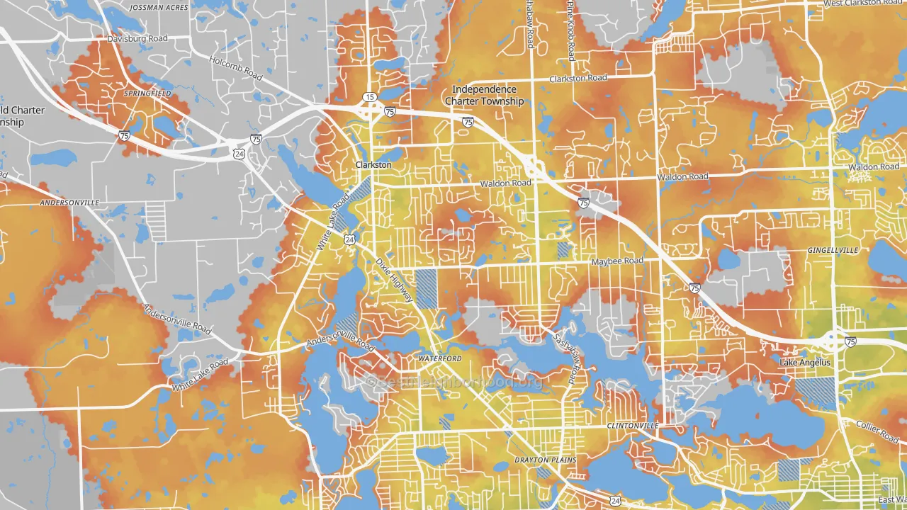 Bike Grade map of 48346, MI