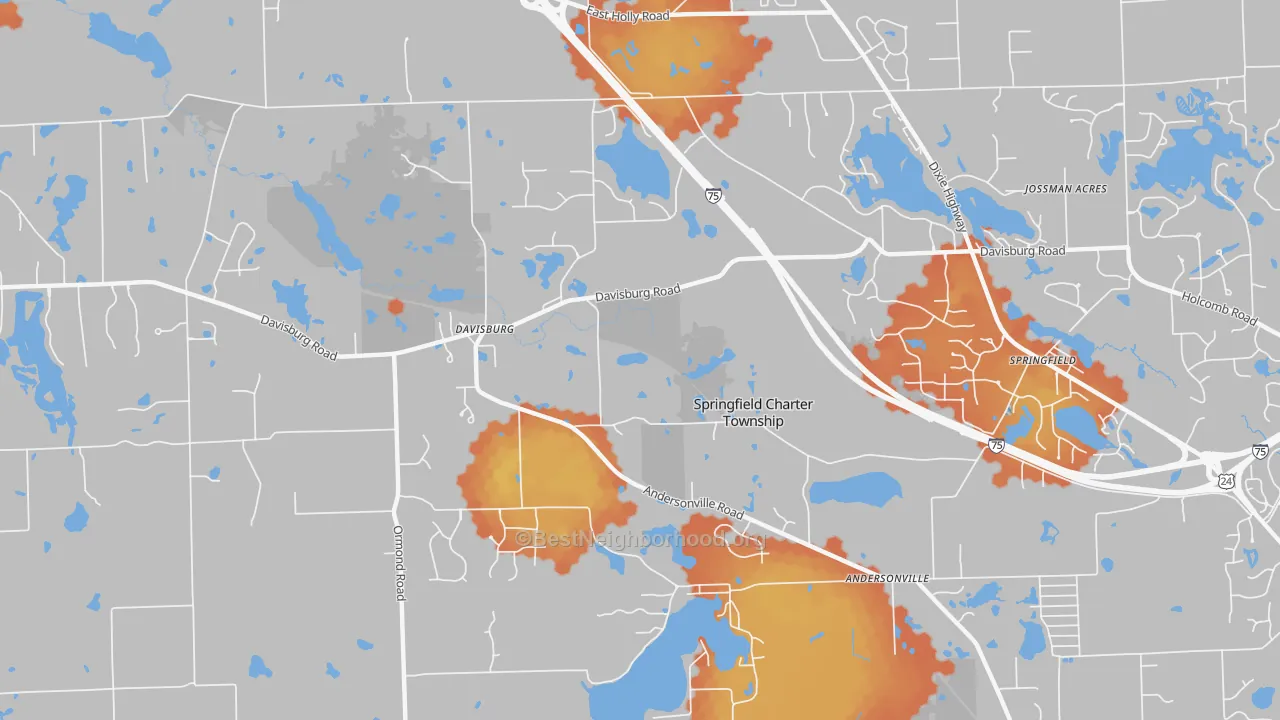 Bike Grade map of 48350, MI