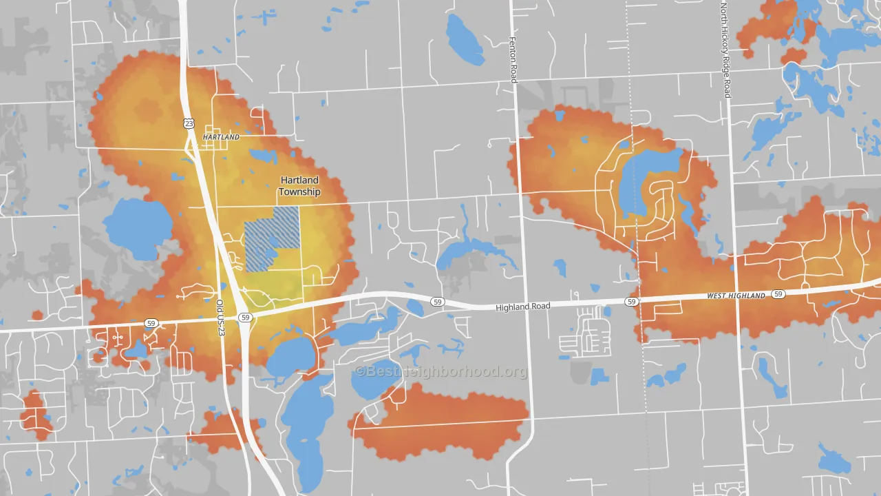 Bike Grade map of 48353, MI