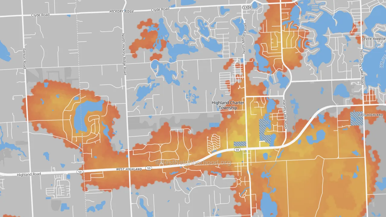 Bike Grade map of 48357, MI