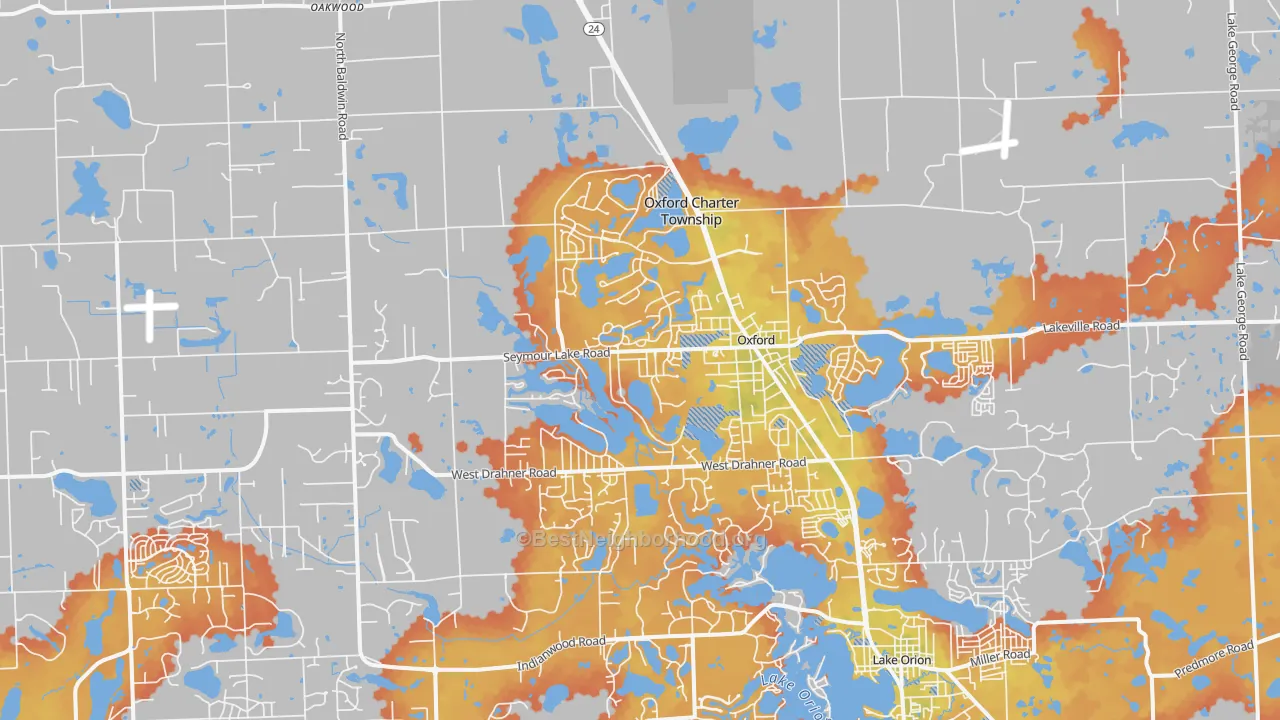 Bike Grade map of 48371, MI