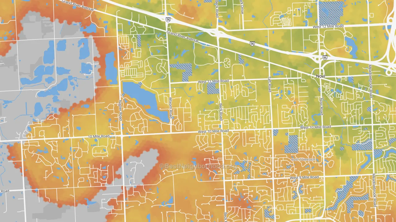 Bike Grade map of 48374, MI