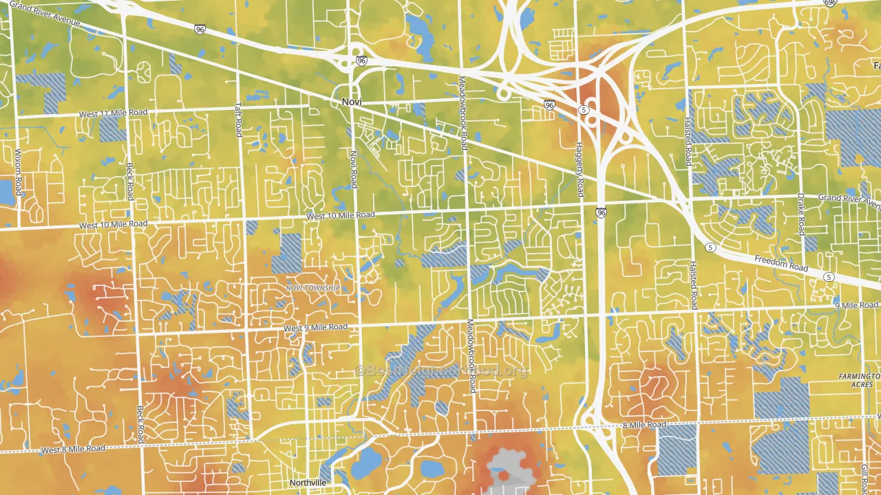 Bike Grade map of 48375, MI