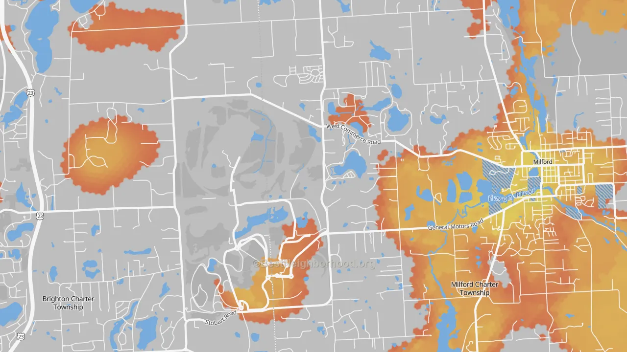 Bike Grade map of 48380, MI