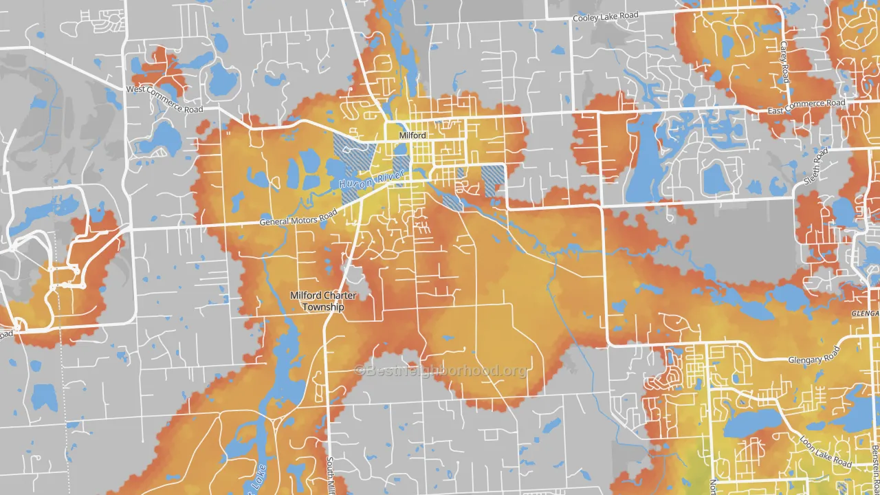 Bike Grade map of 48381, MI