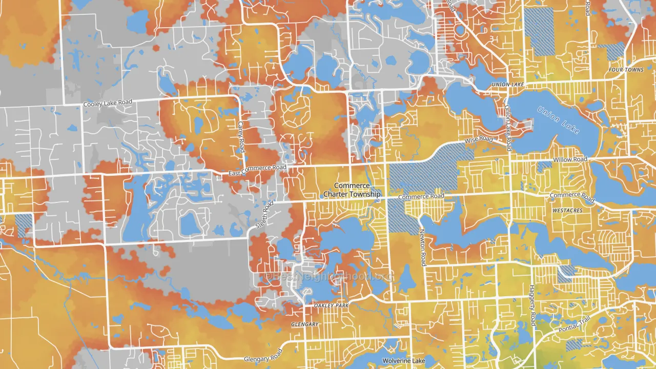 Bike Grade map of 48382, MI