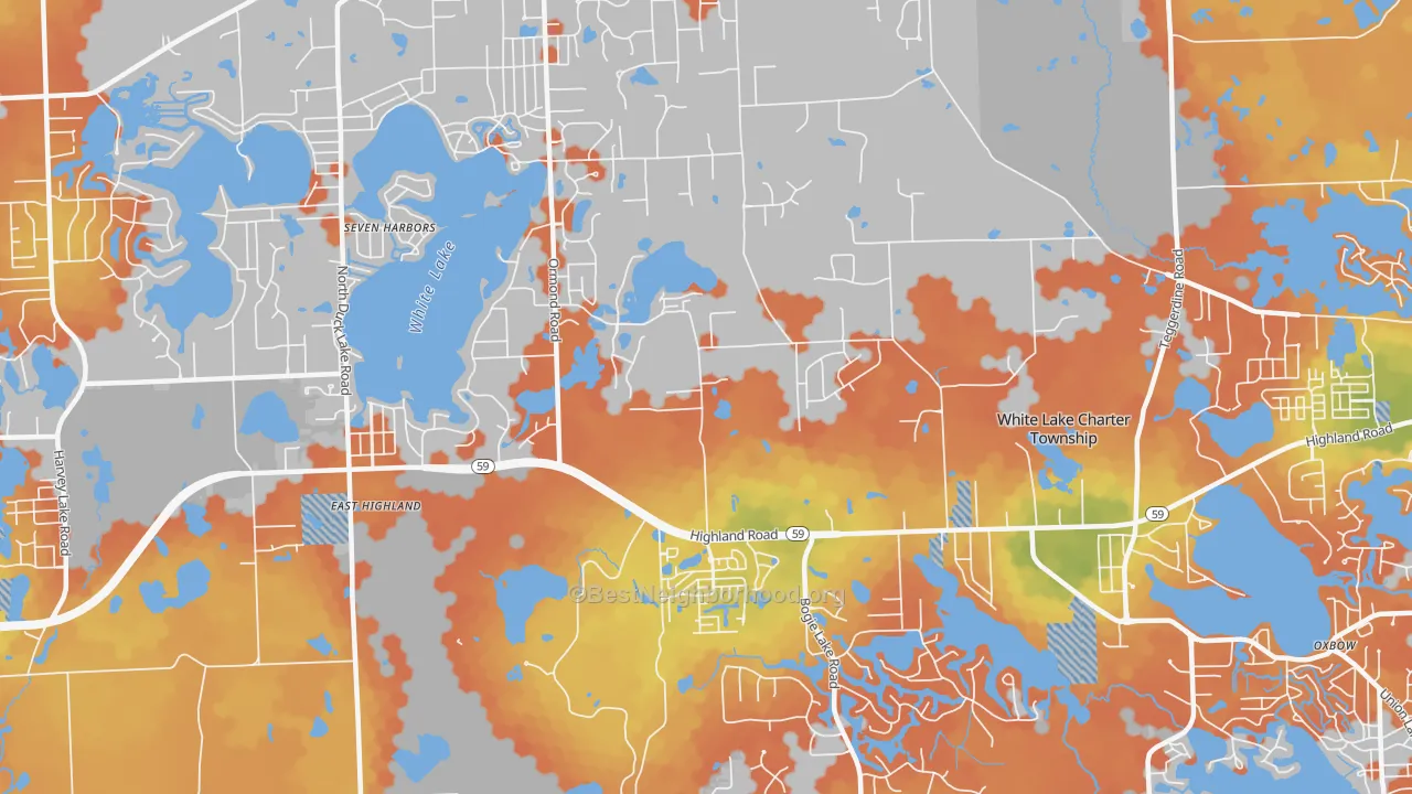 Bike Grade map of 48383, MI
