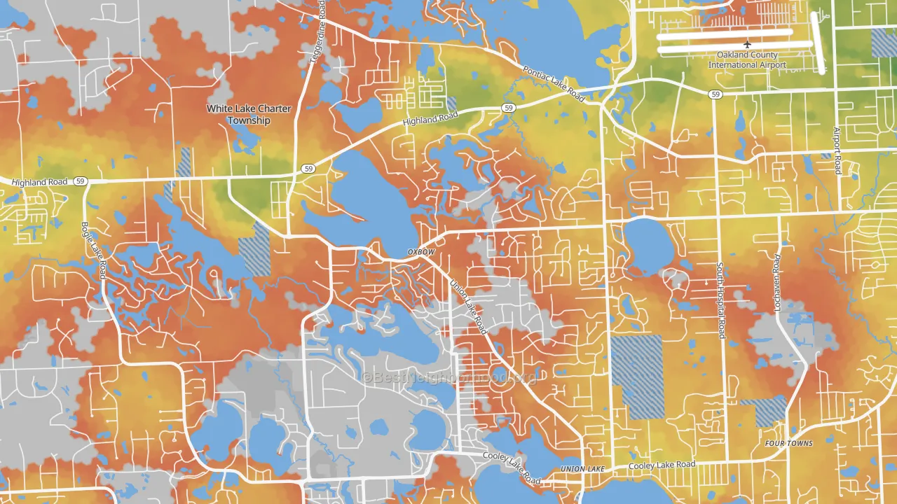 Bike Grade map of 48386, MI