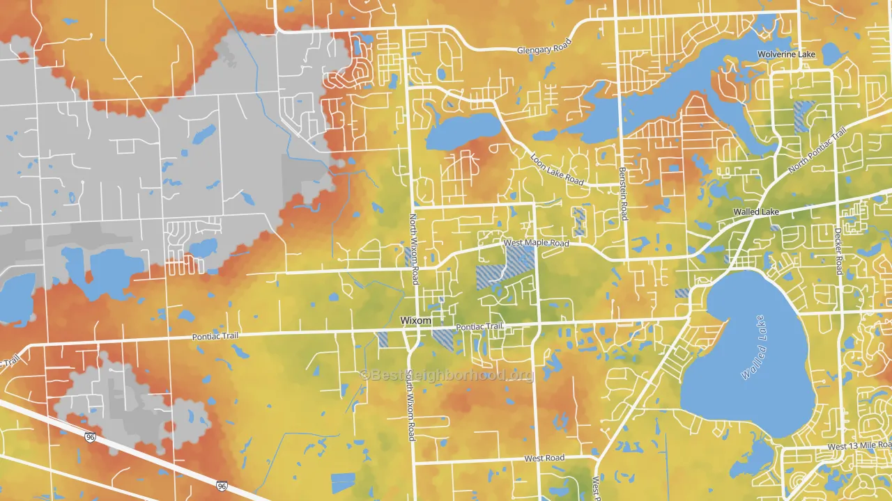 Bike Grade map of 48393, MI