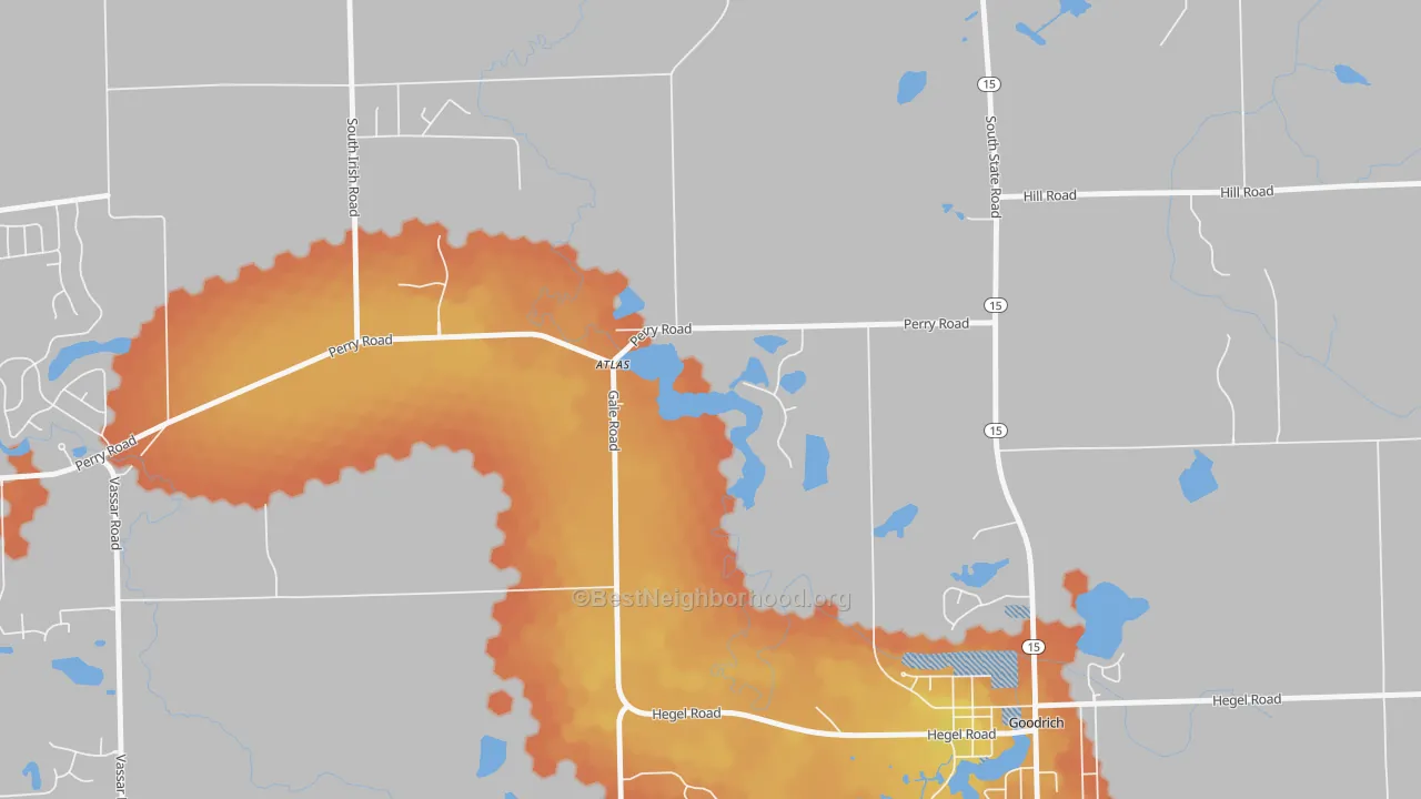 Bike Grade map of 48411, MI