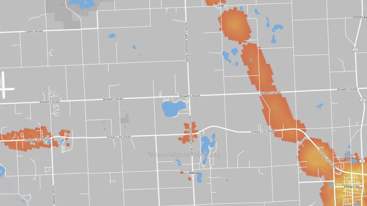 Bike Grade map of 48412, MI