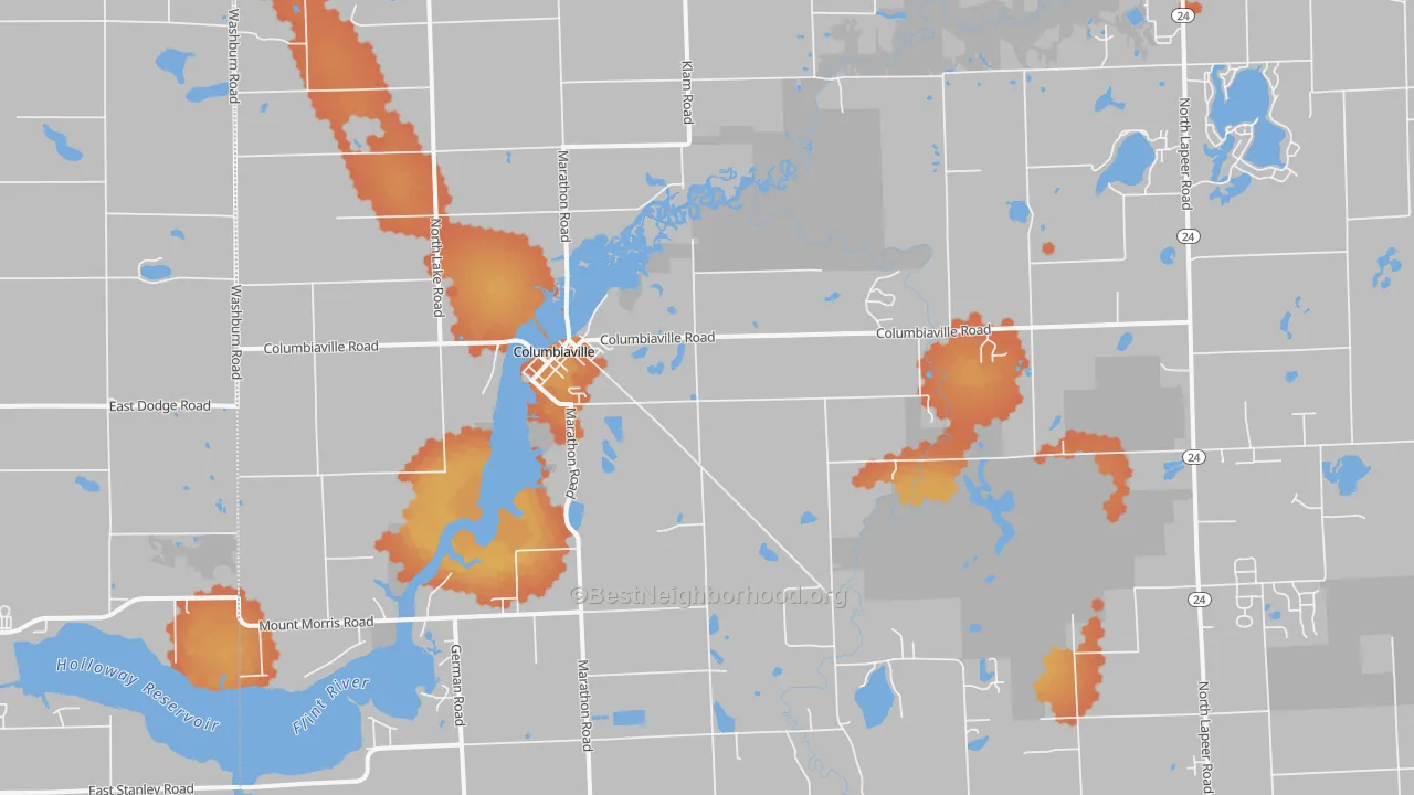 Bike Grade map of 48421, MI