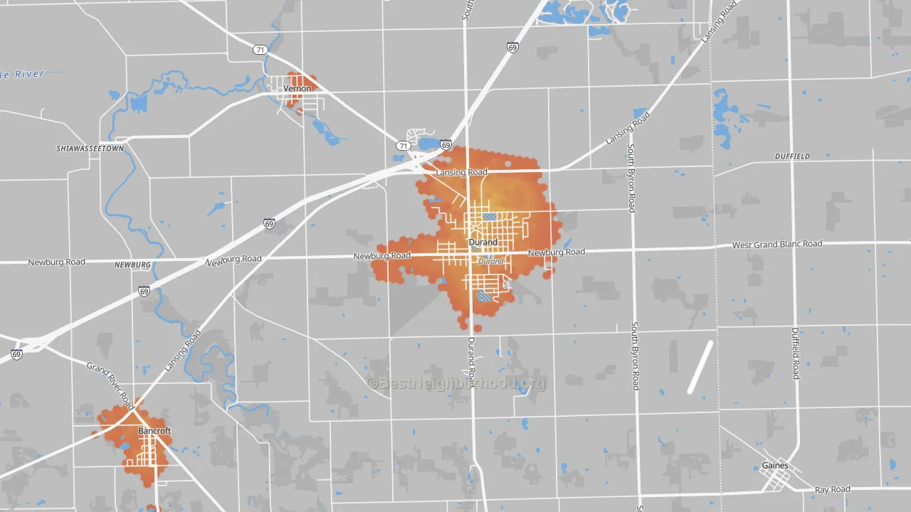 Bike Grade map of 48429, MI