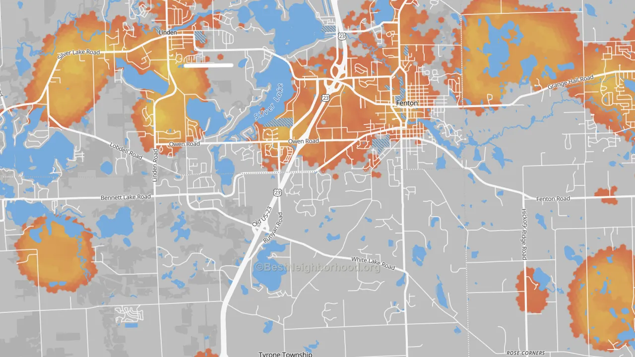 Bike Grade map of 48430, MI