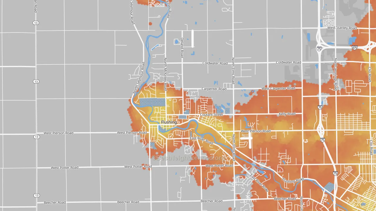 Bike Grade map of 48433, MI