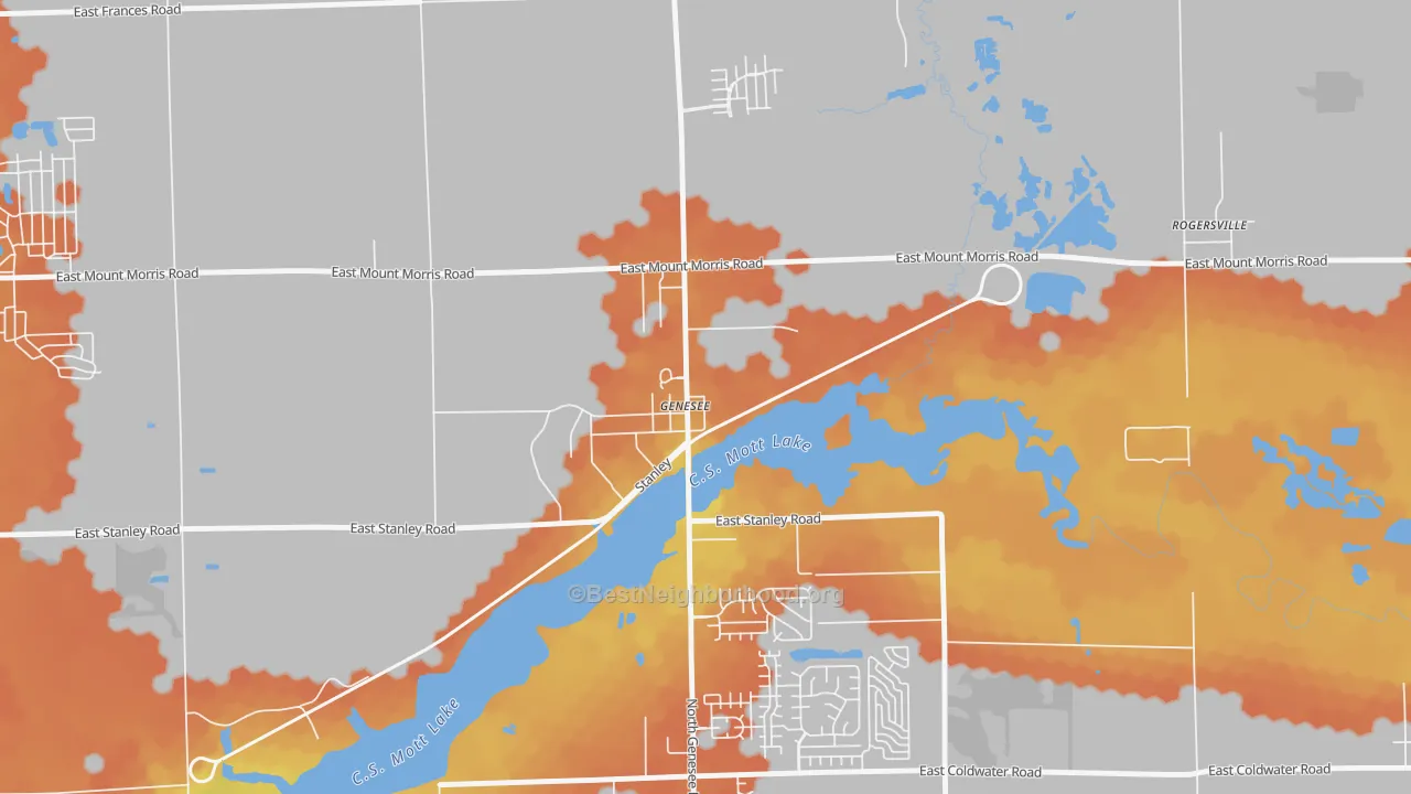 Bike Grade map of 48437, MI