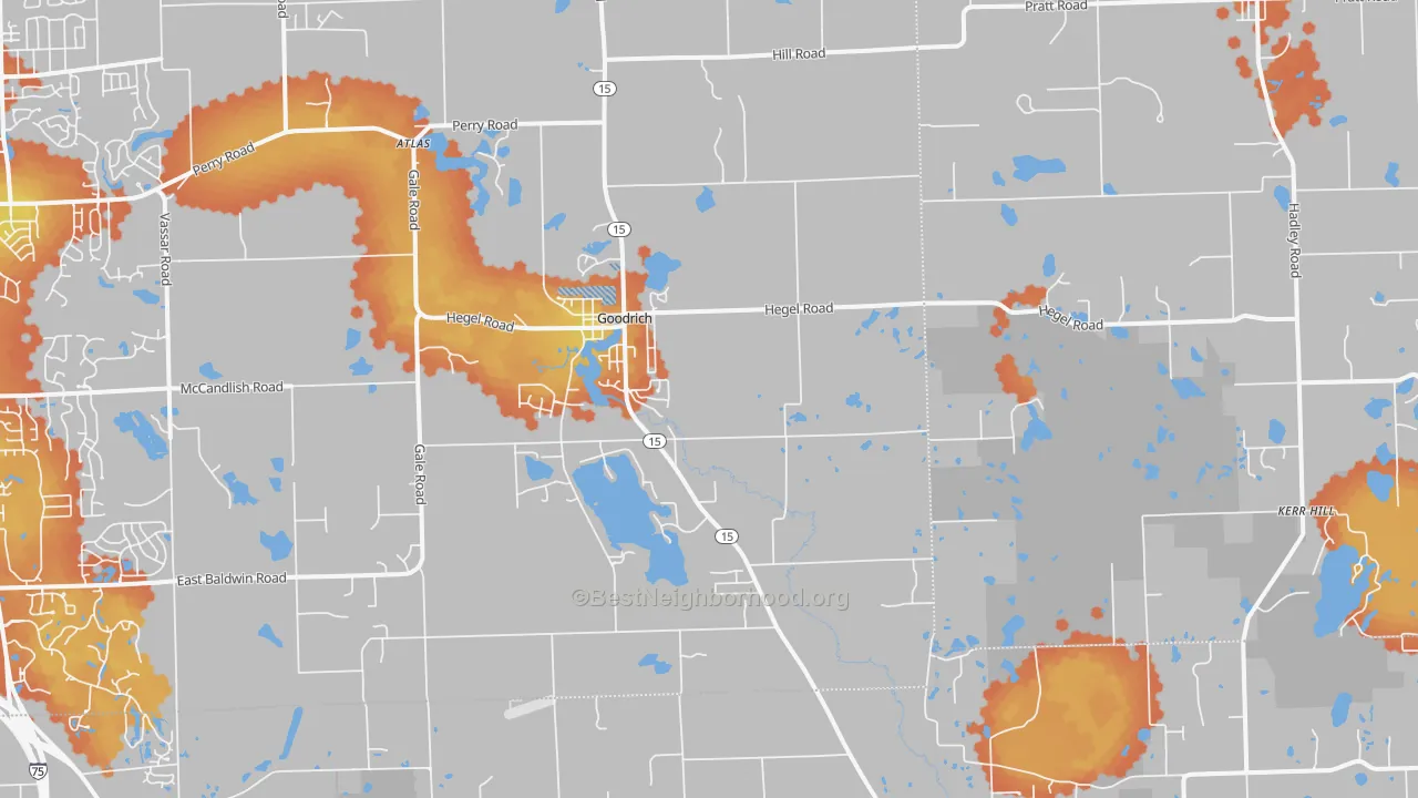 Bike Grade map of 48438, MI