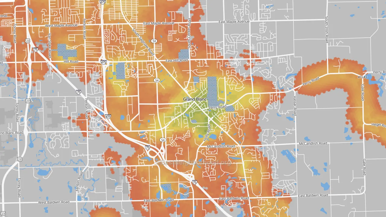 Bike Grade map of 48439, MI