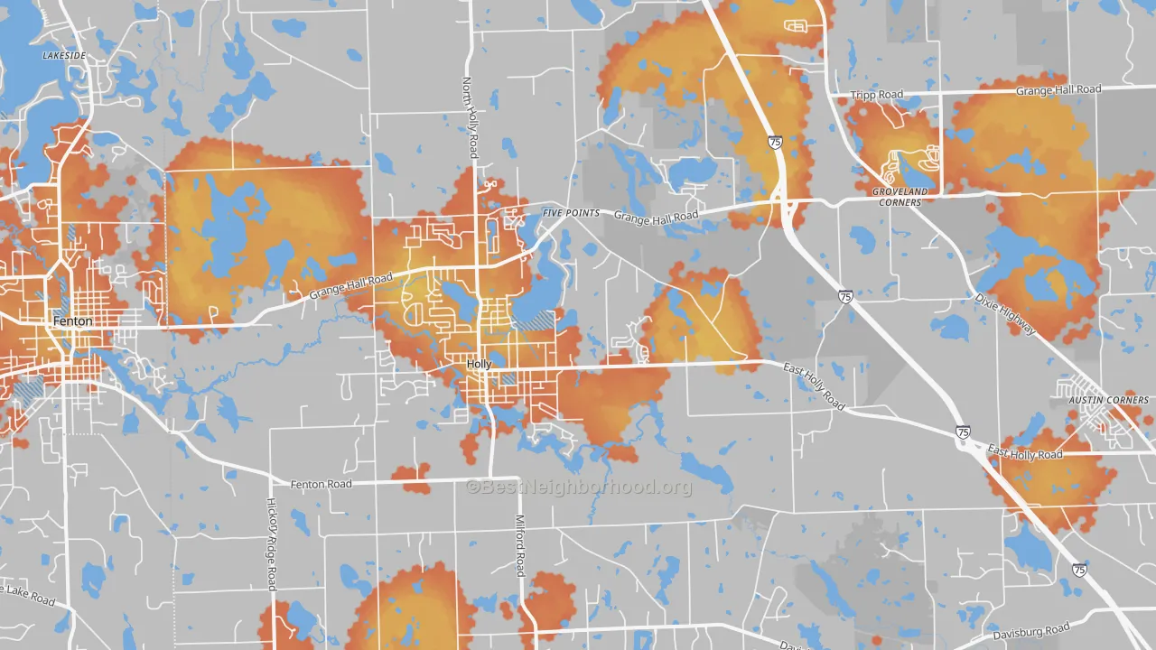 Bike Grade map of 48442, MI