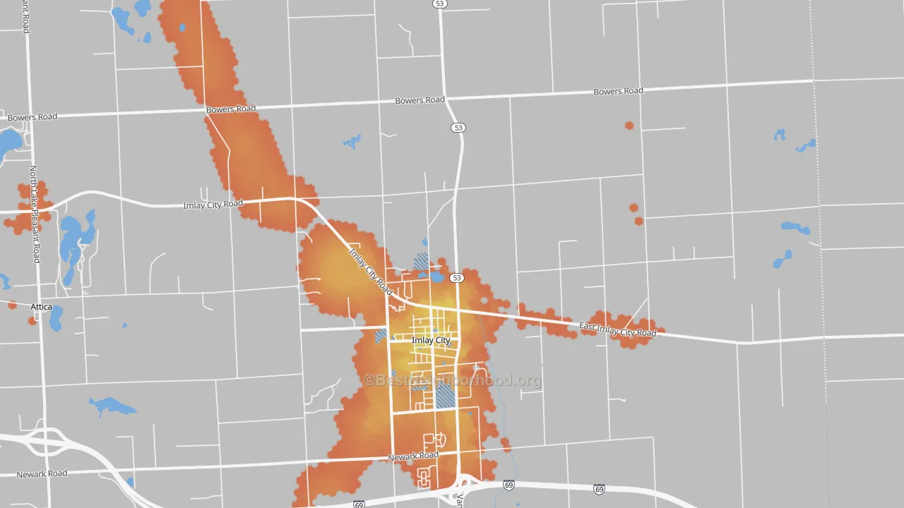 Bike Grade map of 48444, MI