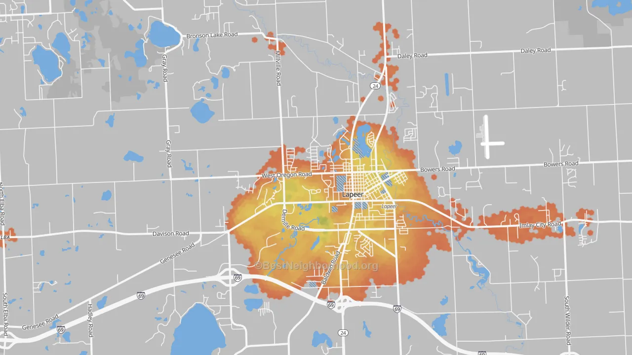 Bike Grade map of 48446, MI