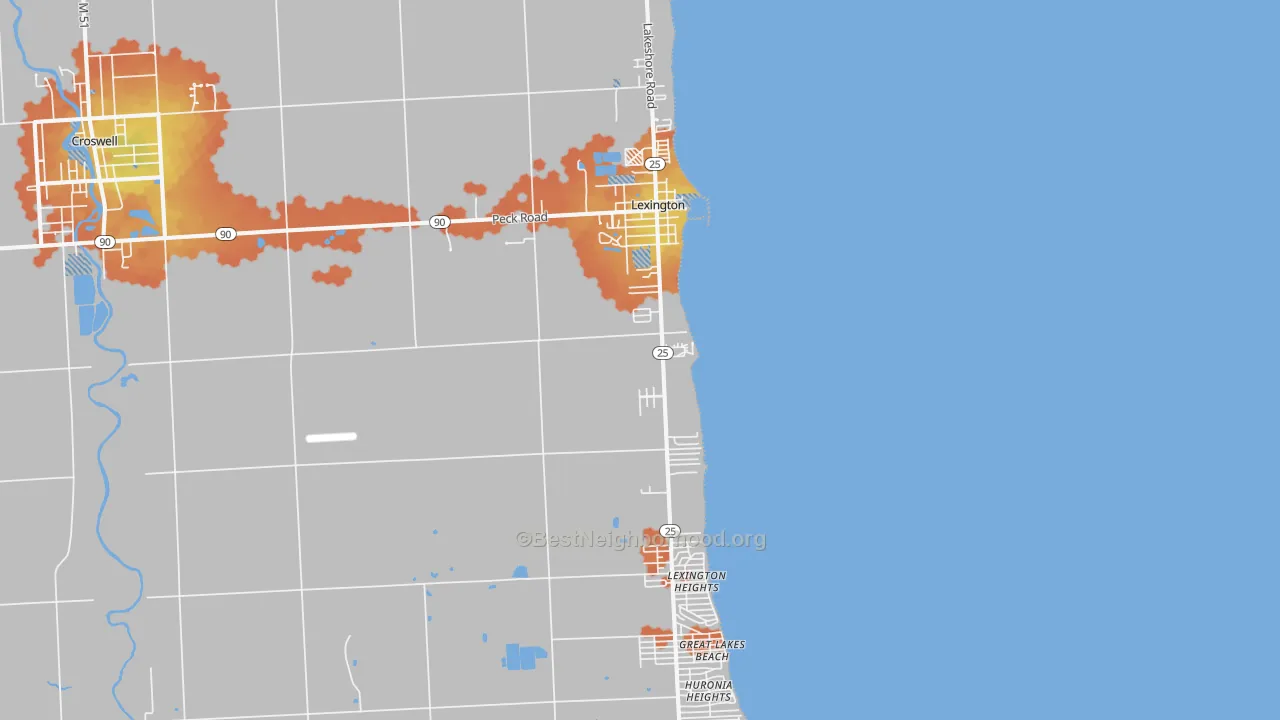 Bike Grade map of 48450, MI