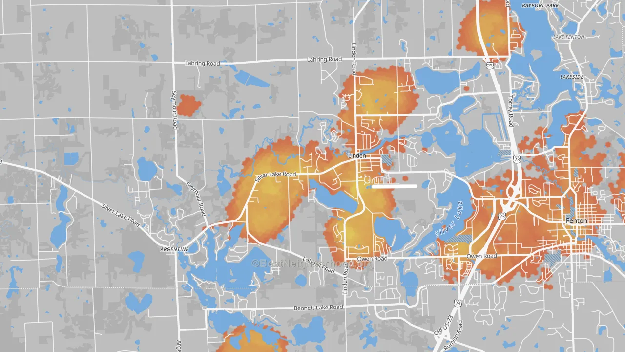Bike Grade map of 48451, MI