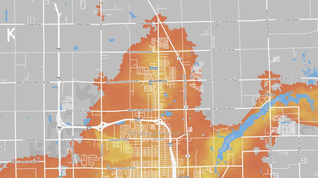 Bike Grade map of 48458, MI