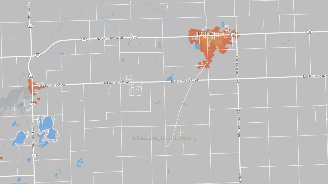 Bike Grade map of 48461, MI