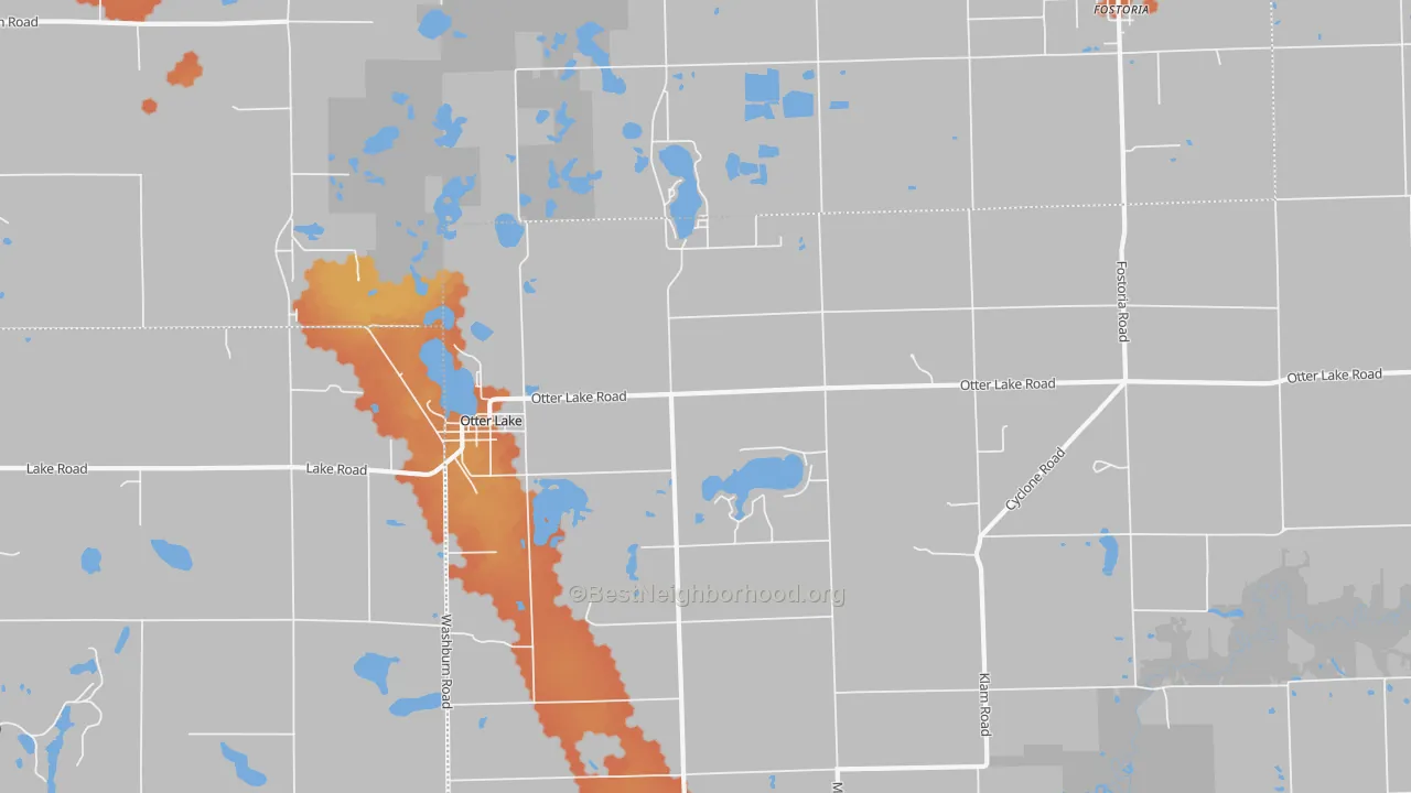 Bike Grade map of 48464, MI