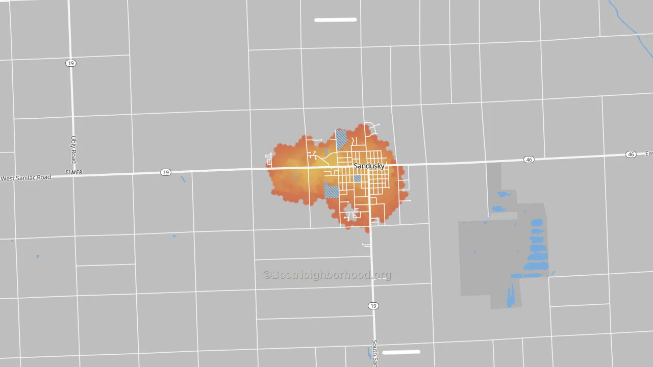 Bike Grade map of 48471, MI