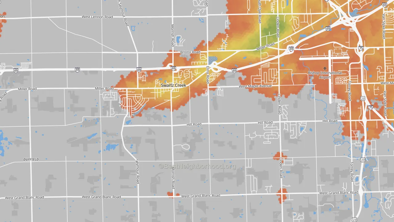 Bike Grade map of 48473, MI