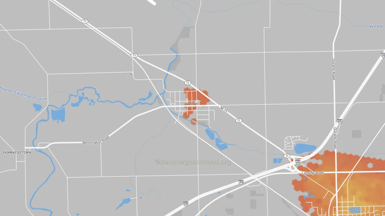 Bike Grade map of 48476, MI